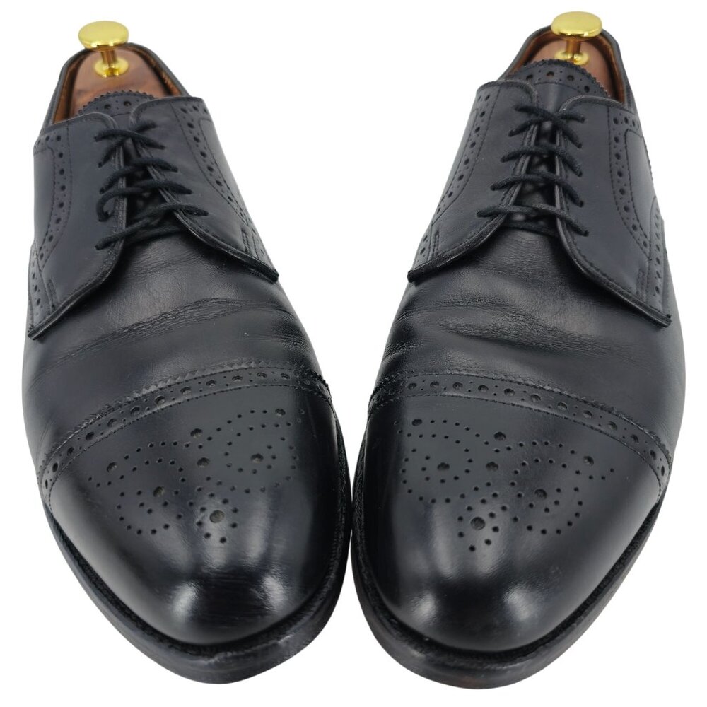 Vintage Allen Edmonds Dress Shoes Men's 10.5D Black Leather Cap-toe Oxfords USA - Picture 9 of 11